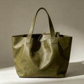 Olive Full Grain Leather Work Tote Bag