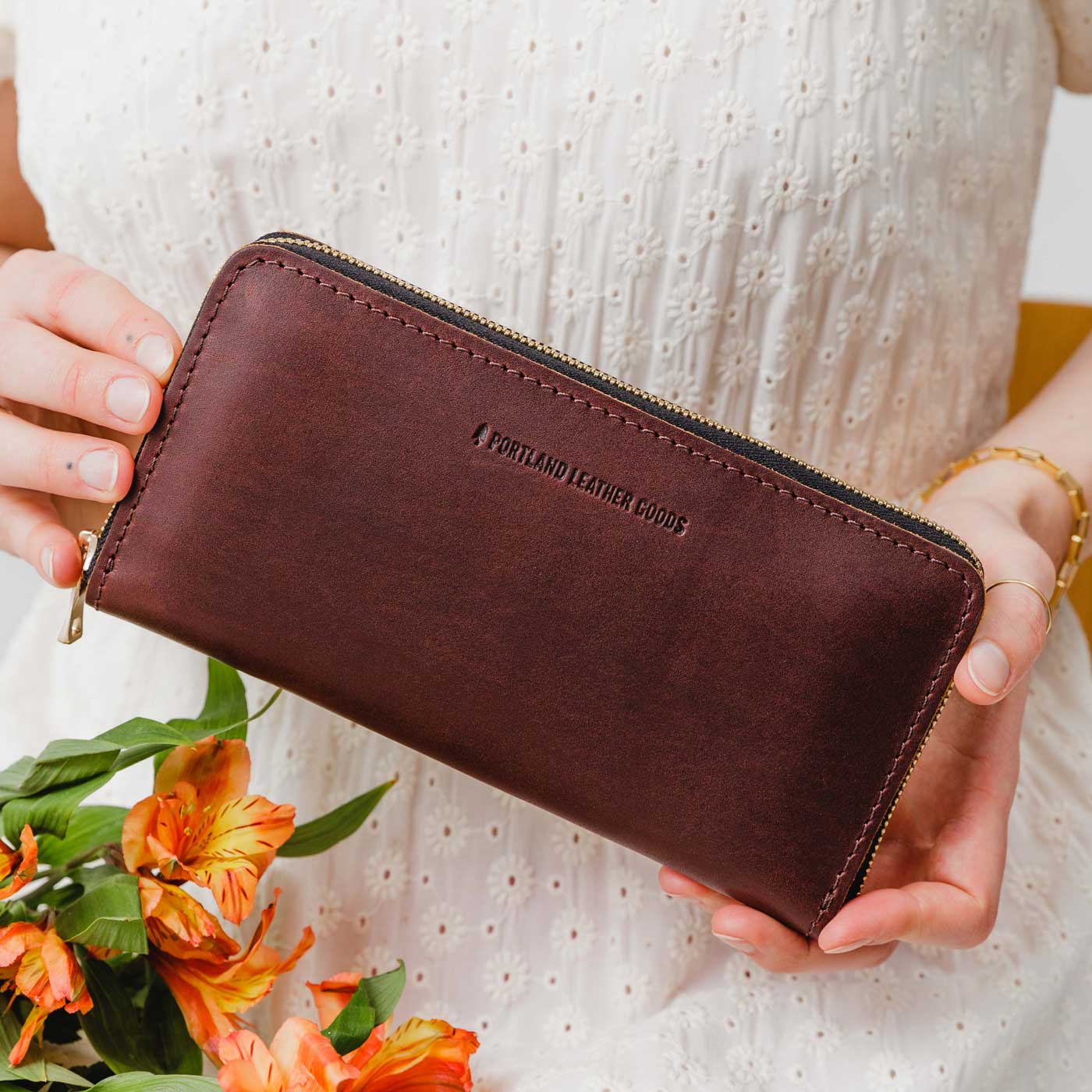 Portland Leather Goods Accordion Zip Wallet