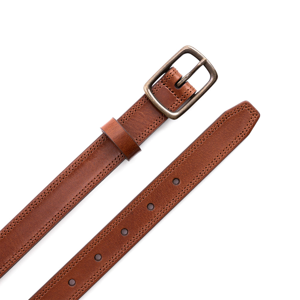 Portland Leather Goods Women's Slim Double Stitch Leather Belt