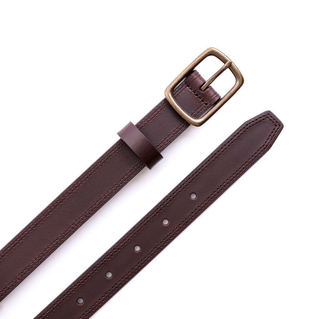 Portland Leather Goods Women's Slim Double Stitch Leather Belt
