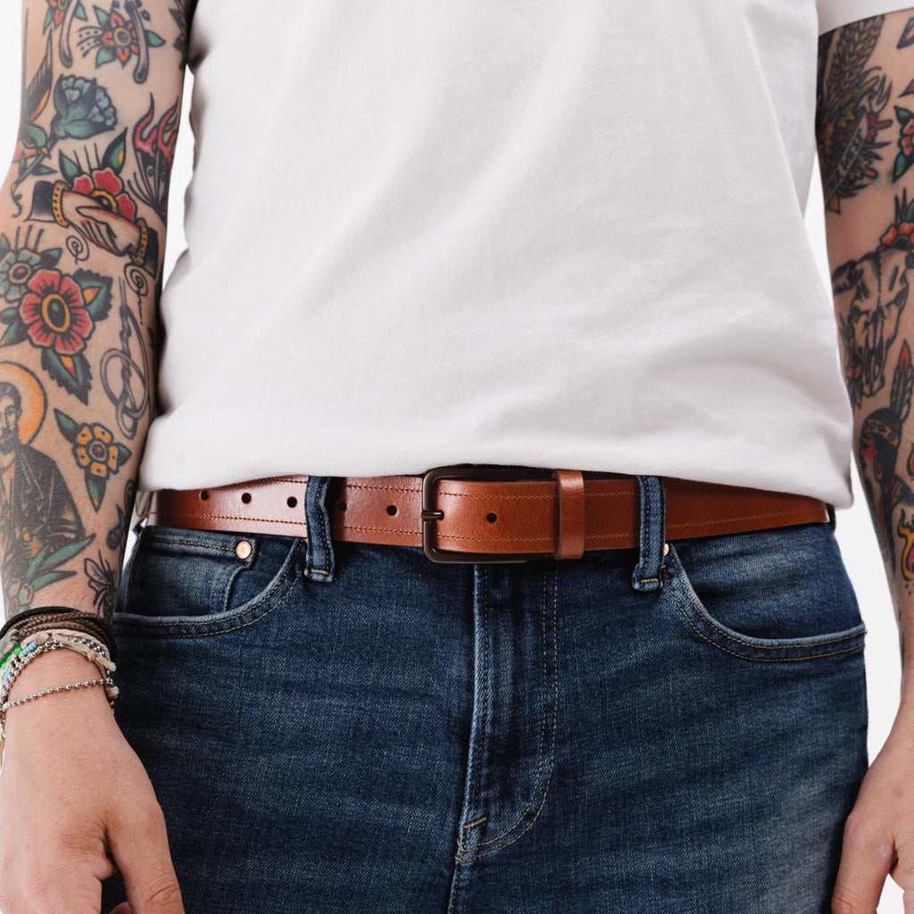 Portland Leather Goods Men's Top Stitch Leather Belt