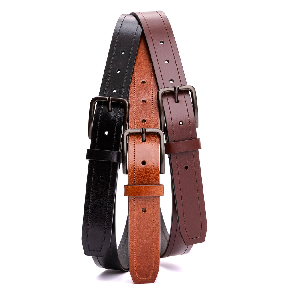 Portland Leather Goods Men's Top Stitch Leather Belt