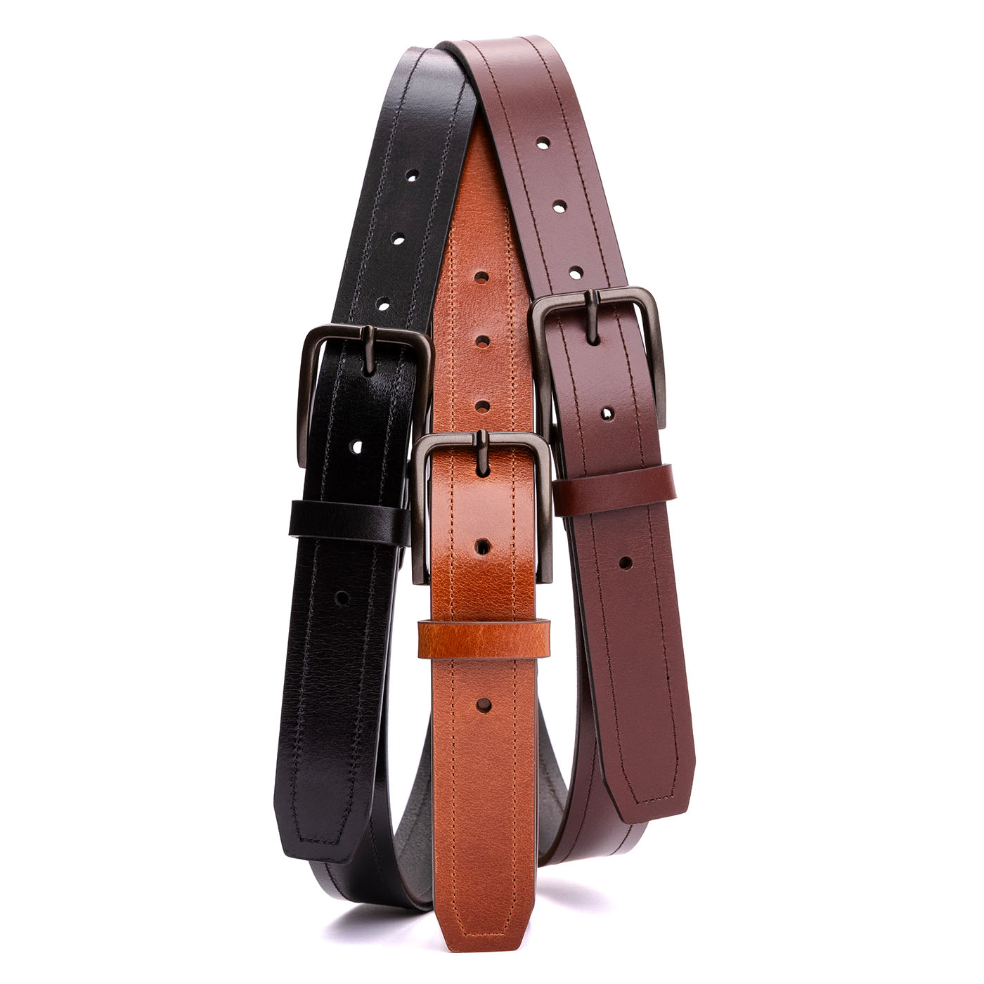 Portland Leather Goods Men's Top Stitch Leather Belt